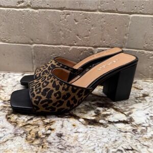 Lisa Vicky Vital2-V Women Sandals Size 6 Block Heel Cognac Leopard Calf Hair New